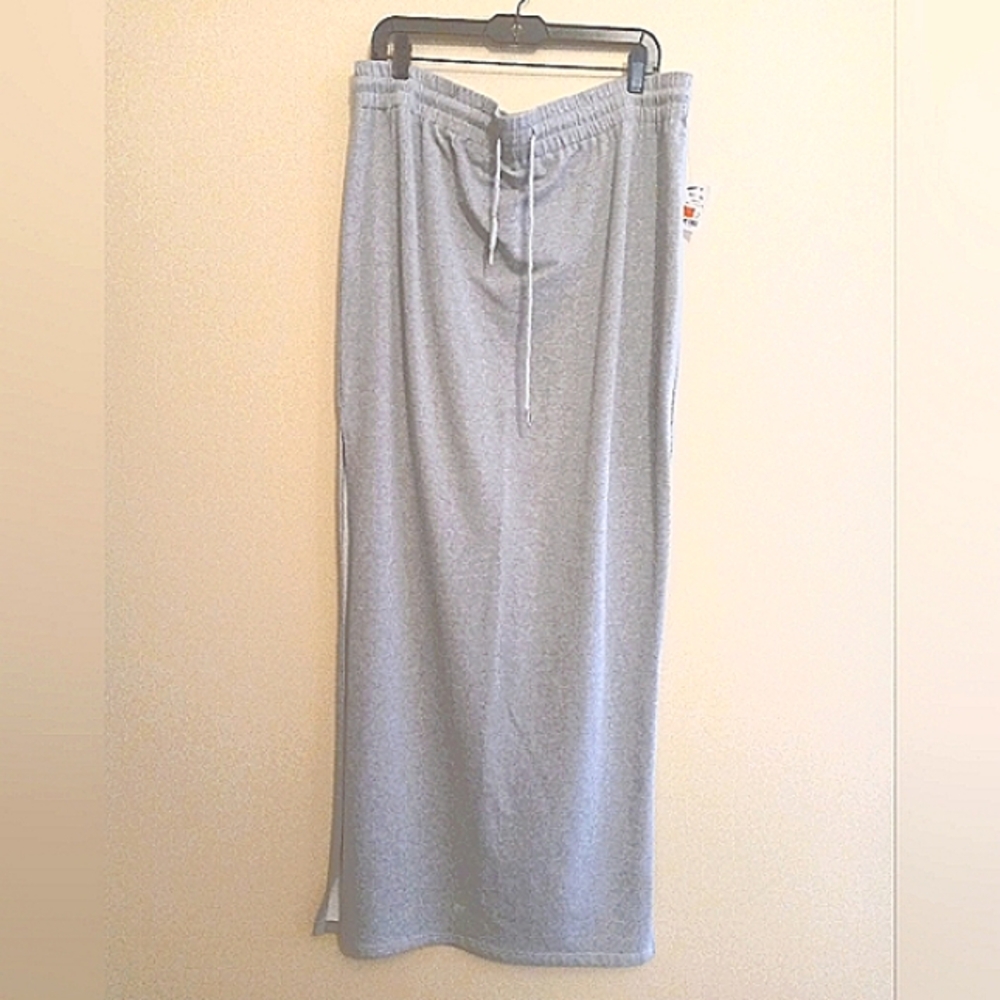 AKIRA Grey Jersey Double Split Maxiskirt